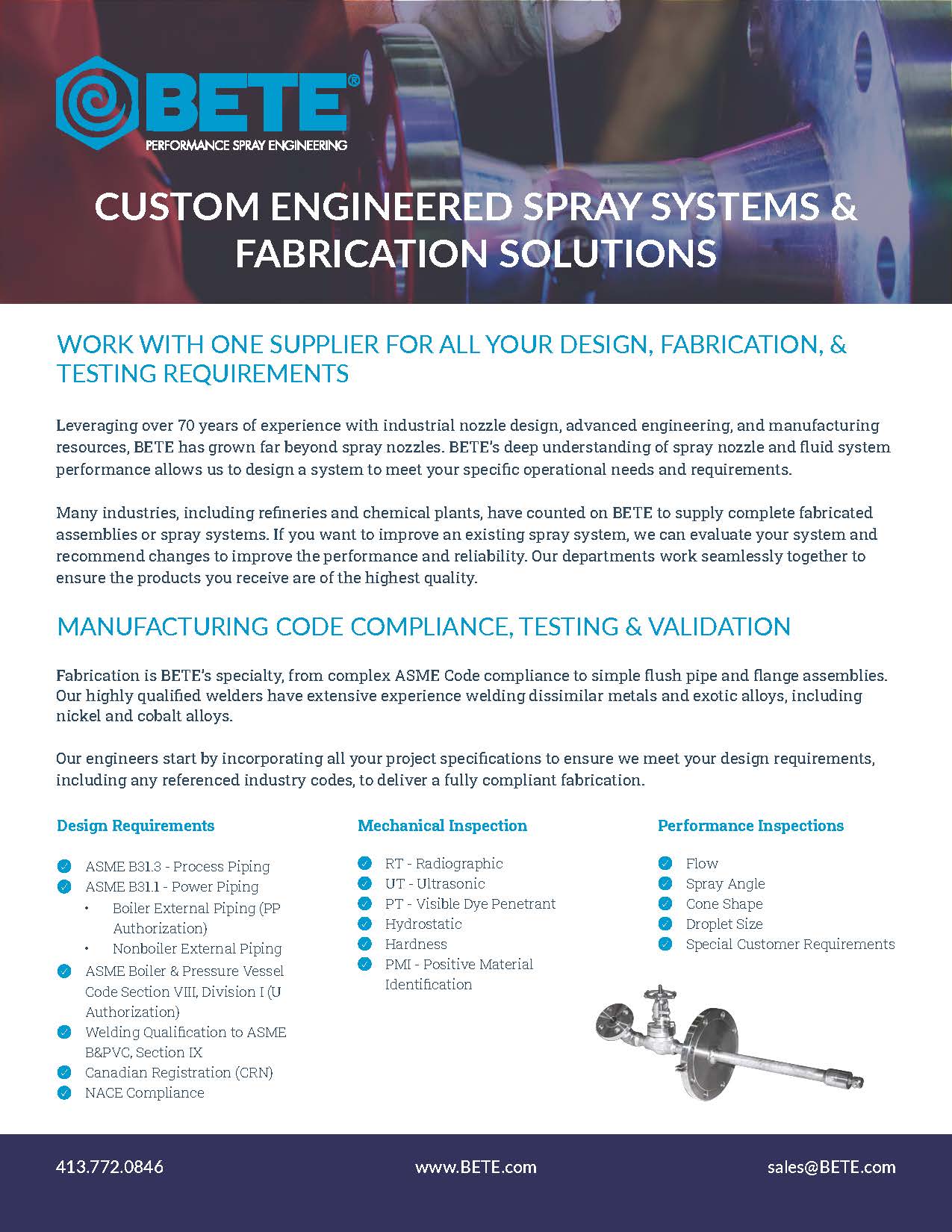 BETE Custom Engineered Spray Systems & Fabrication Solutions Line Card