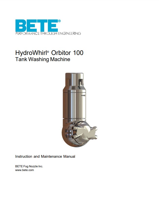 BETE HydroWhirl Orbitor 100 Instruction Manual