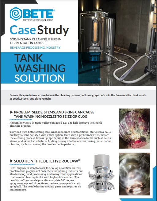 BETE HydroClaw Tank Washing - Case Study