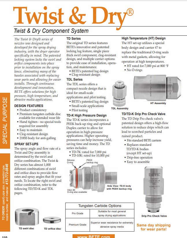 BETE Twist & Dry - Datasheet