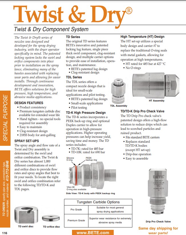 BETE Twist & Dry Datasheet - Metric