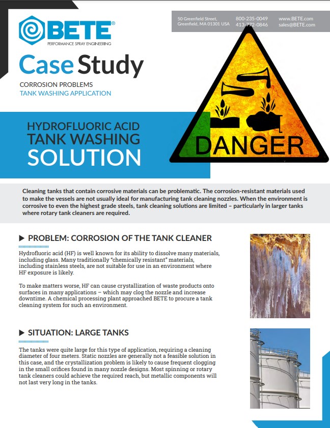 BETE Hydrofluoric Acid Tank Cleaning Solution - Case Study