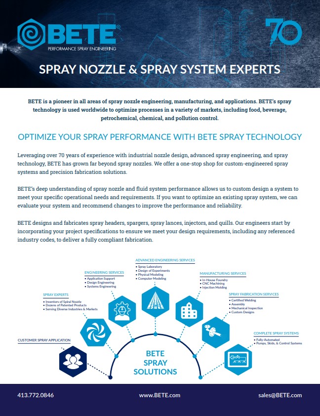 BETE Spray Technology Line Card