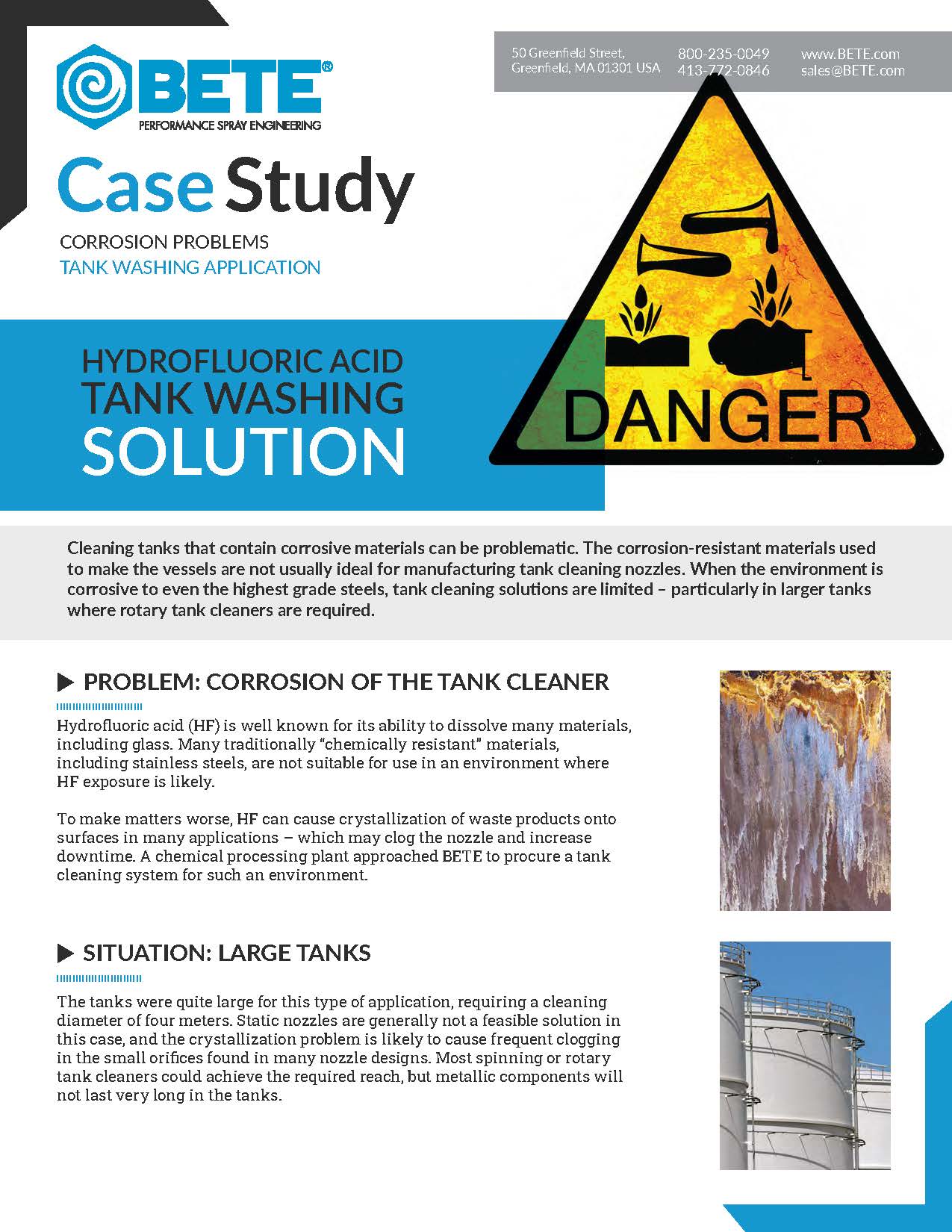 BETE Tank Cleaning for Chemical Processing Case Study