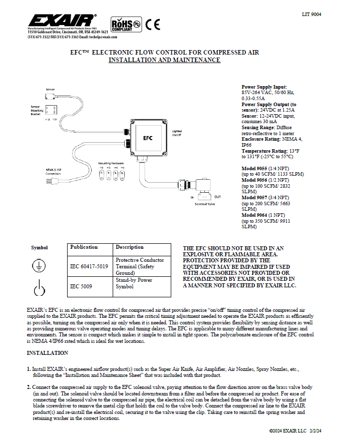 EXAIR New Electronic Flow Install Sheet