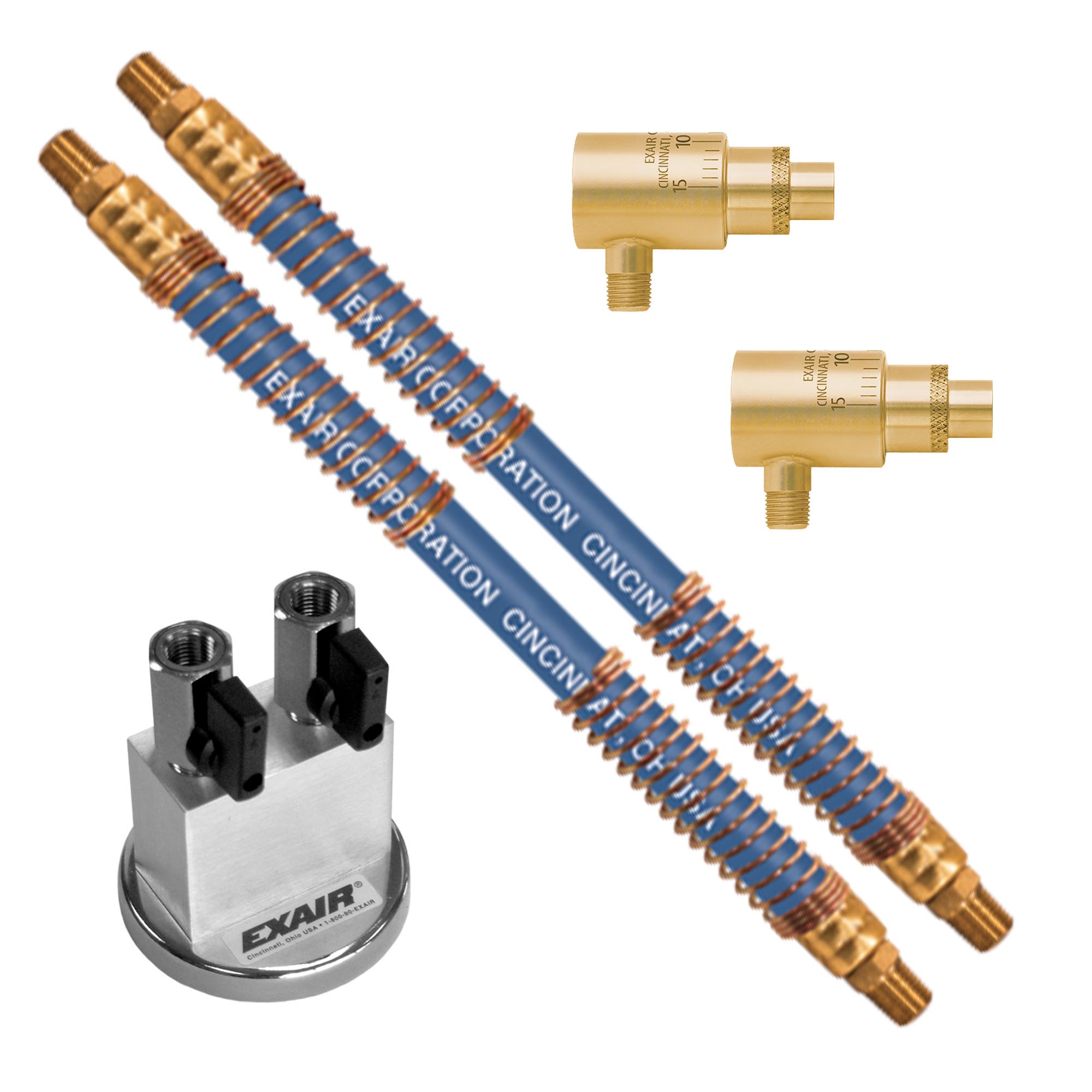 EXAIR Adjustable Air Jet(s) with Stay Set Hose(s) and Magnetic Base 