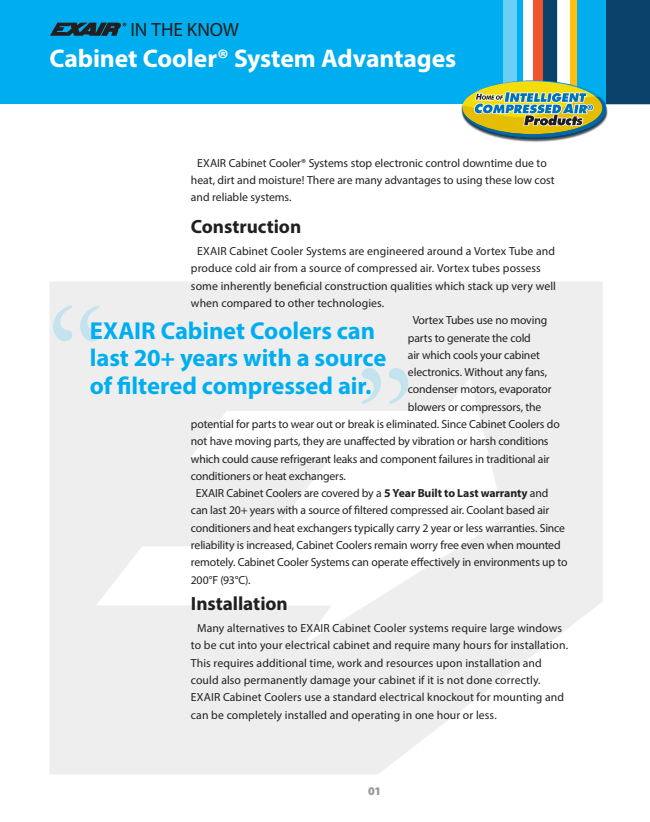 EXAIR White Paper: Cabinet Cooler System Advantages