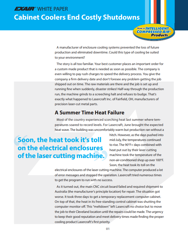 EXAIR White Paper: Cabinet Coolers End Costly Shutdowns