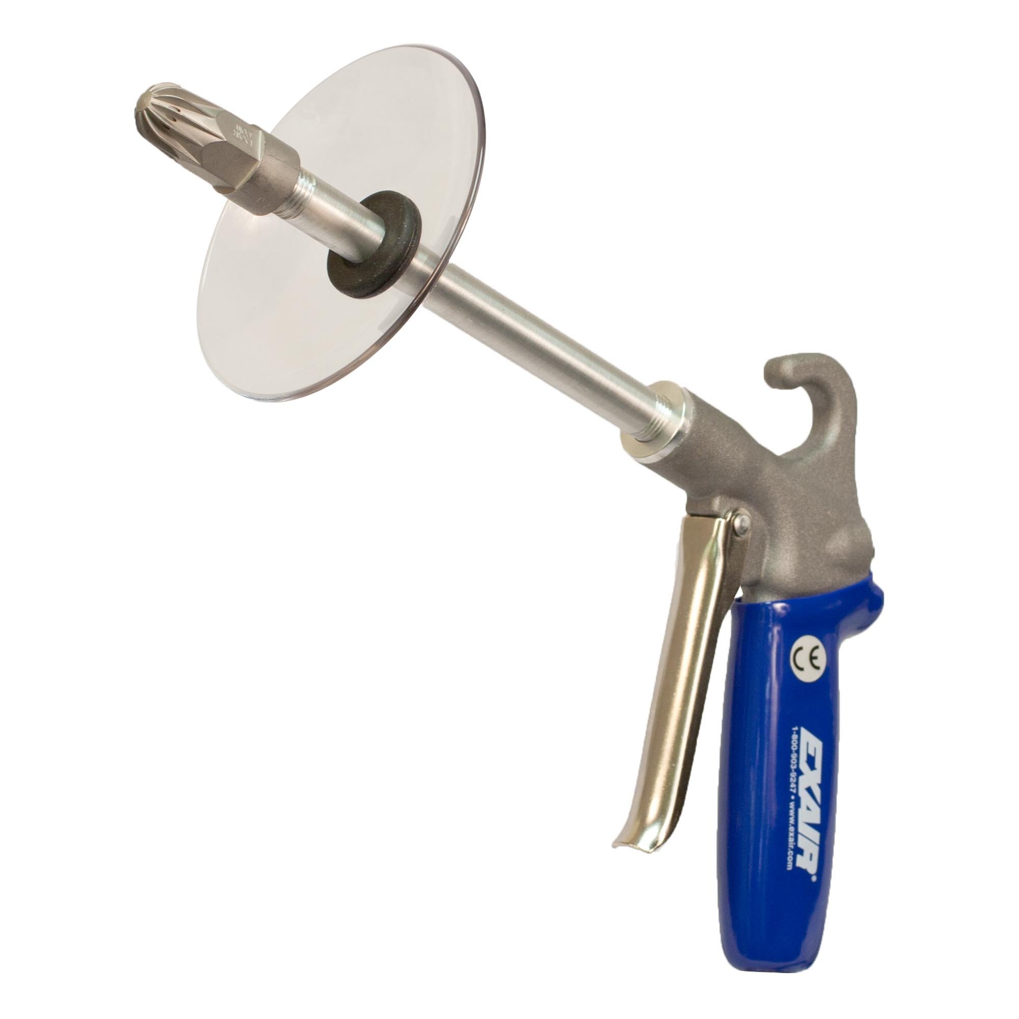 EXAIR Soft Grip Safety Air Gun with Aluminum Nozzle, Aluminum Extension Pipe and Chip Shield