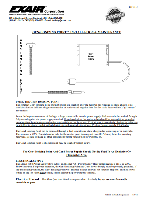 EXAIR Gen4 Ionizing Point Install Sheet