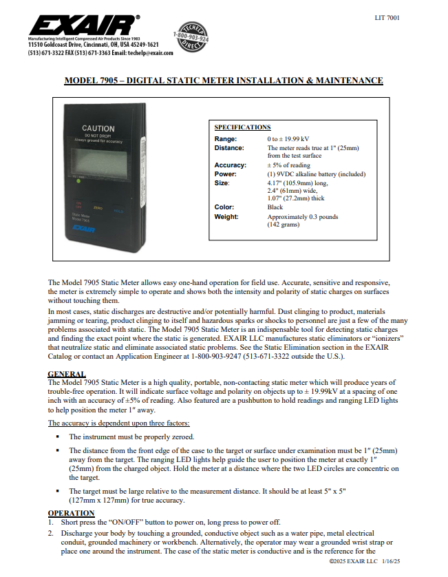 EXAIR Static Meter Install Sheet