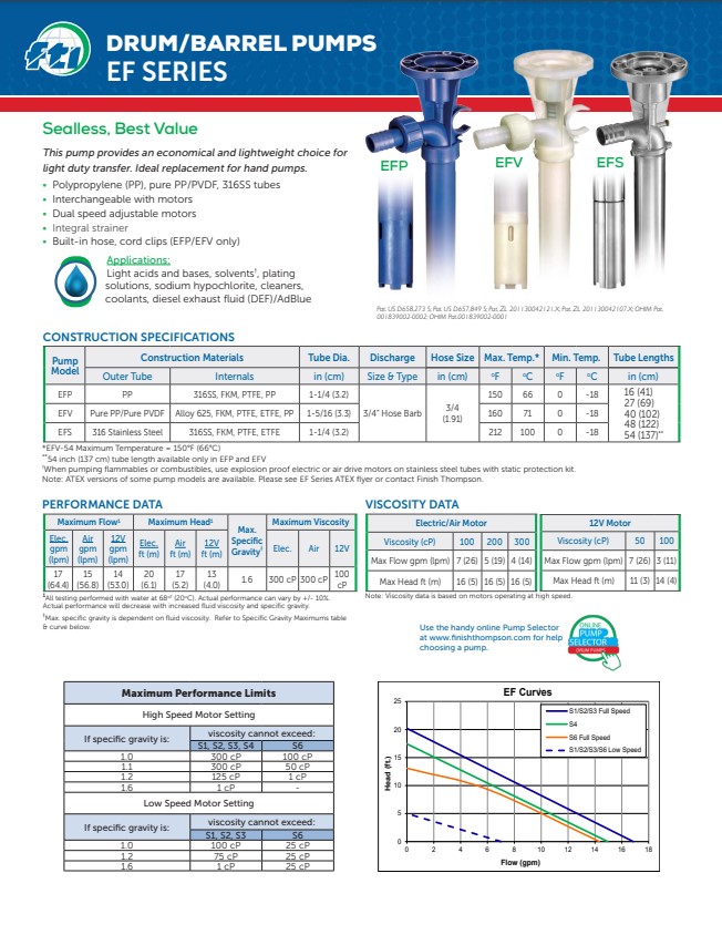 Finish Thompson  EFP, EFV, EFS Tech Flyer