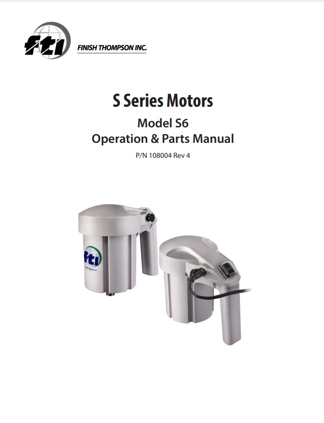 Finish Thompson S6 12V Motor Manual