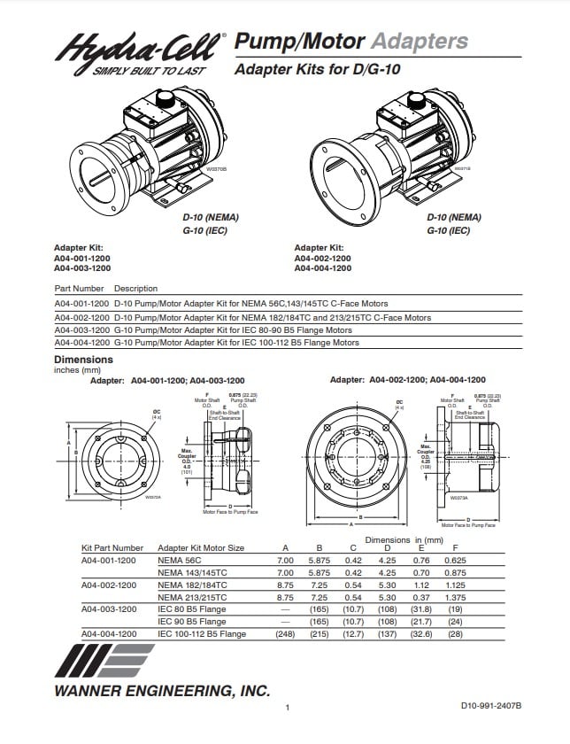 Hydra-Cell Adapter Kits for D/G-10