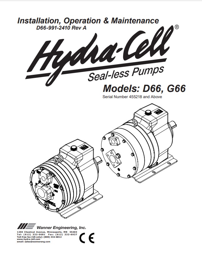 Hydra-Cell D66 / G66 Installation & Service Manual (S/N 455218 and above)