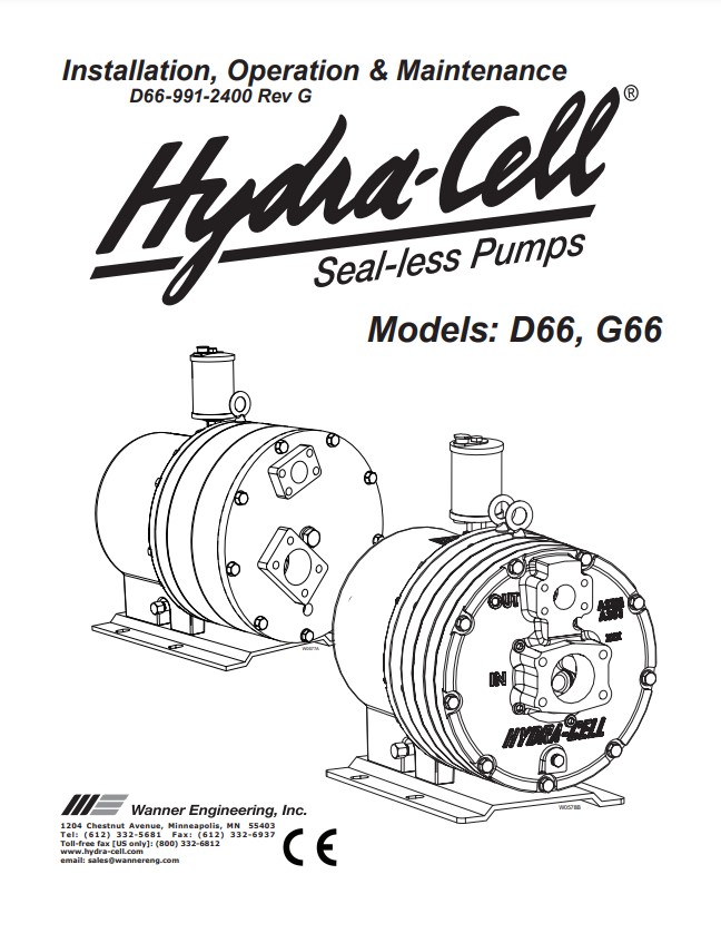 Hydra-Cell D66 / G66 Installation & Service Manual (S/N 455217 and below)