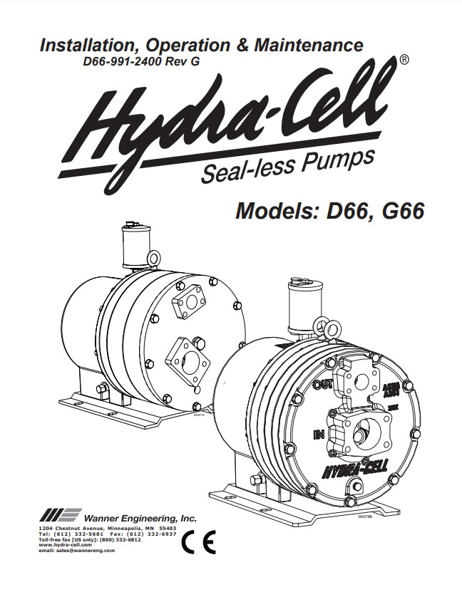Hydra-Cell D66 / G66 Installation & Service Manual (S/N 455217 and below)
