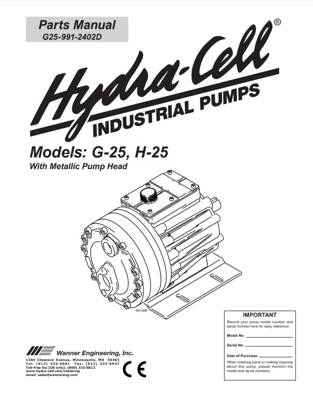 Hydra-Cell Parts Manual H25/G25 Metallic (new housing)