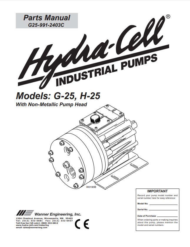 Hydra-Cell Parts Manual H25/G25 Non-Metallic