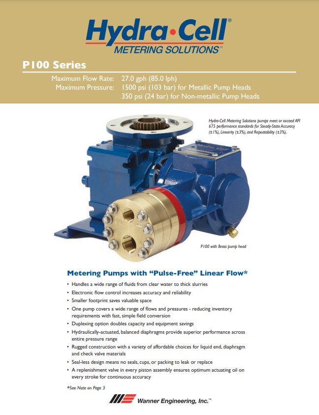 Hydra-Cell P100 Metering Pump Specifications