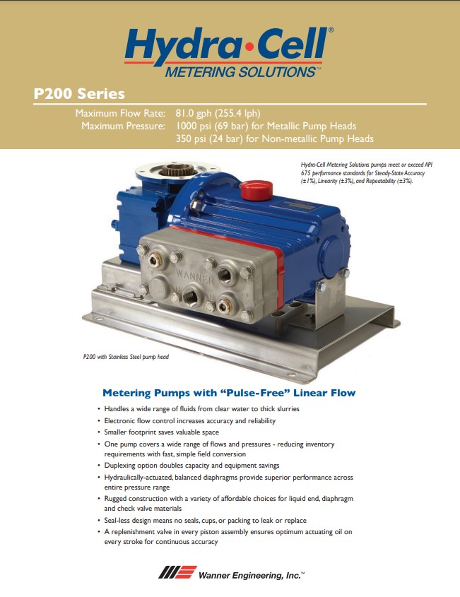 Hydra-Cell P200 Metering Pump Specifications