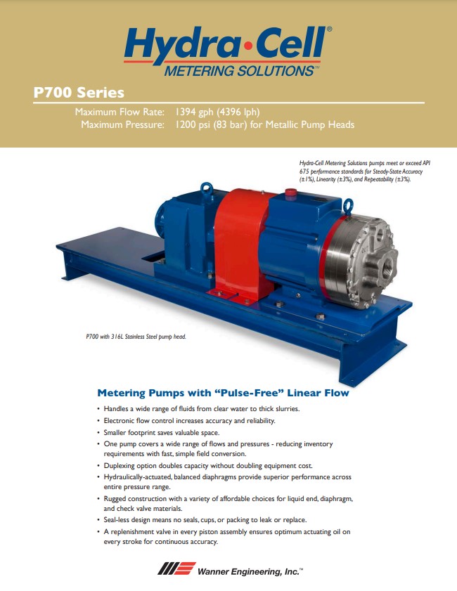 Hydra-Cell P700 Metering Pump Specifications