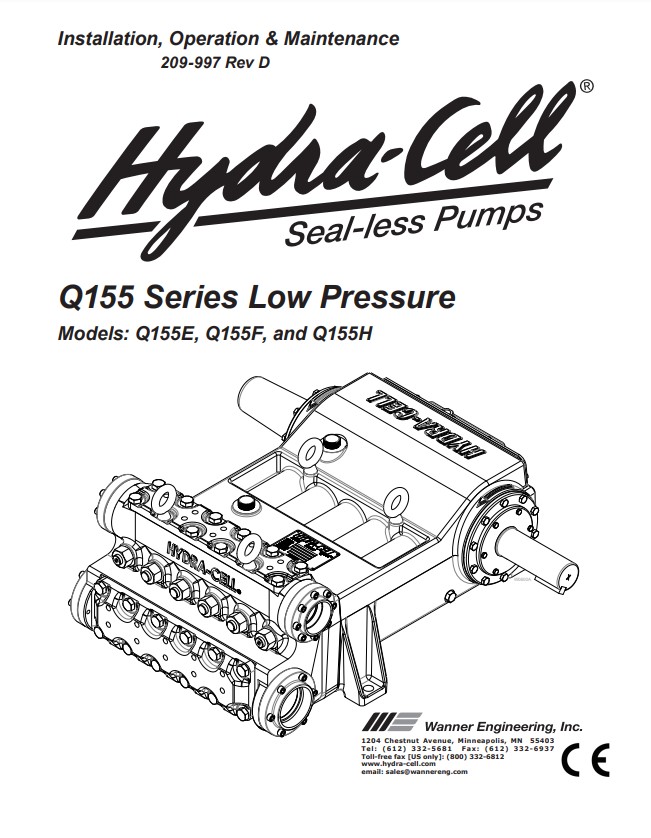 Hydra-Cell Q155 Low Pressure Installation & Service Manual