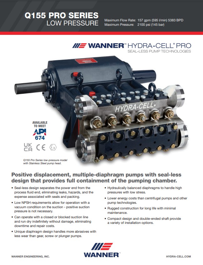Hydra-Cell Q155 Low Pressure Specifications