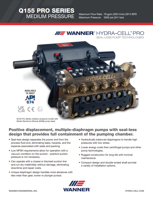 Hydra-Cell Q155 Medium Pressure Specifications