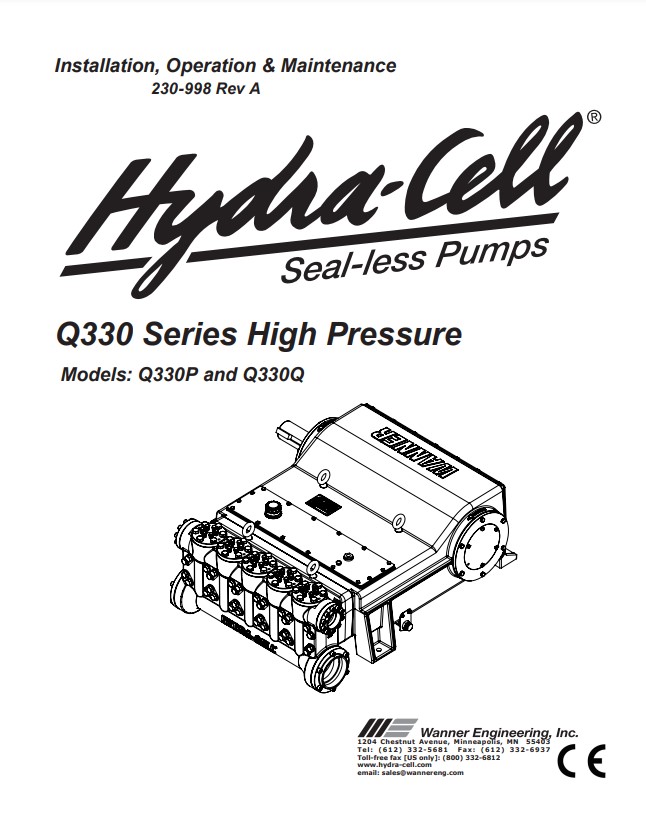 Hydra-Cell Q330 High Pressure Installation & Service Manual