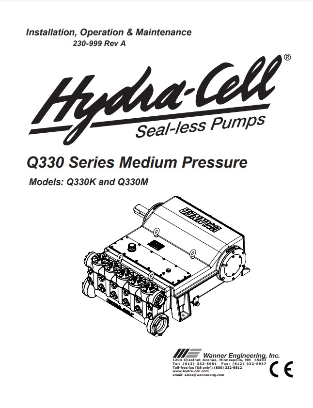 Hydra-Cell Q330 Medium Pressure Installation & Service Manual