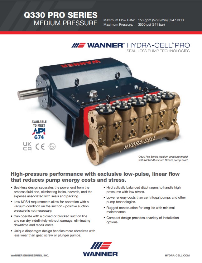 Hydra-Cell Q330 Medium Pressure Specifications