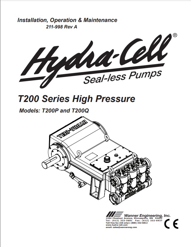 Hydra-Cell T200 High Pressure Installation & Service Manual