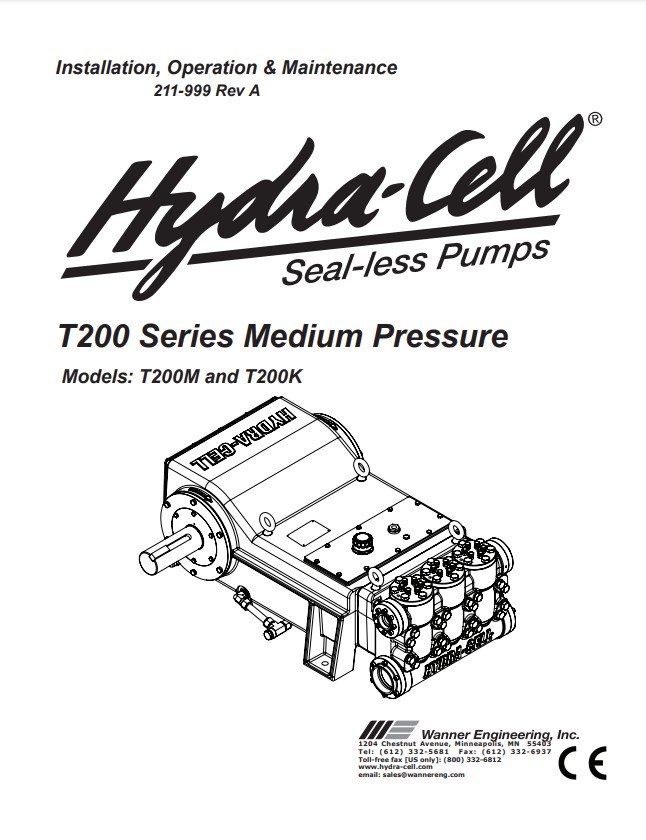 Hydra-Cell T200 Medium Pressure Installation & Service Manual