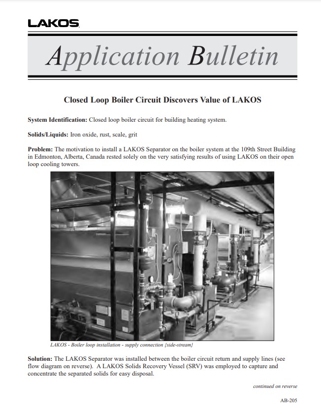 LAKOS AB-205 Closed Loop Boiler - Application Bulletin