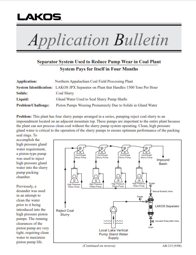 LAKOS AB-215 Coal Plant Application Bulletin