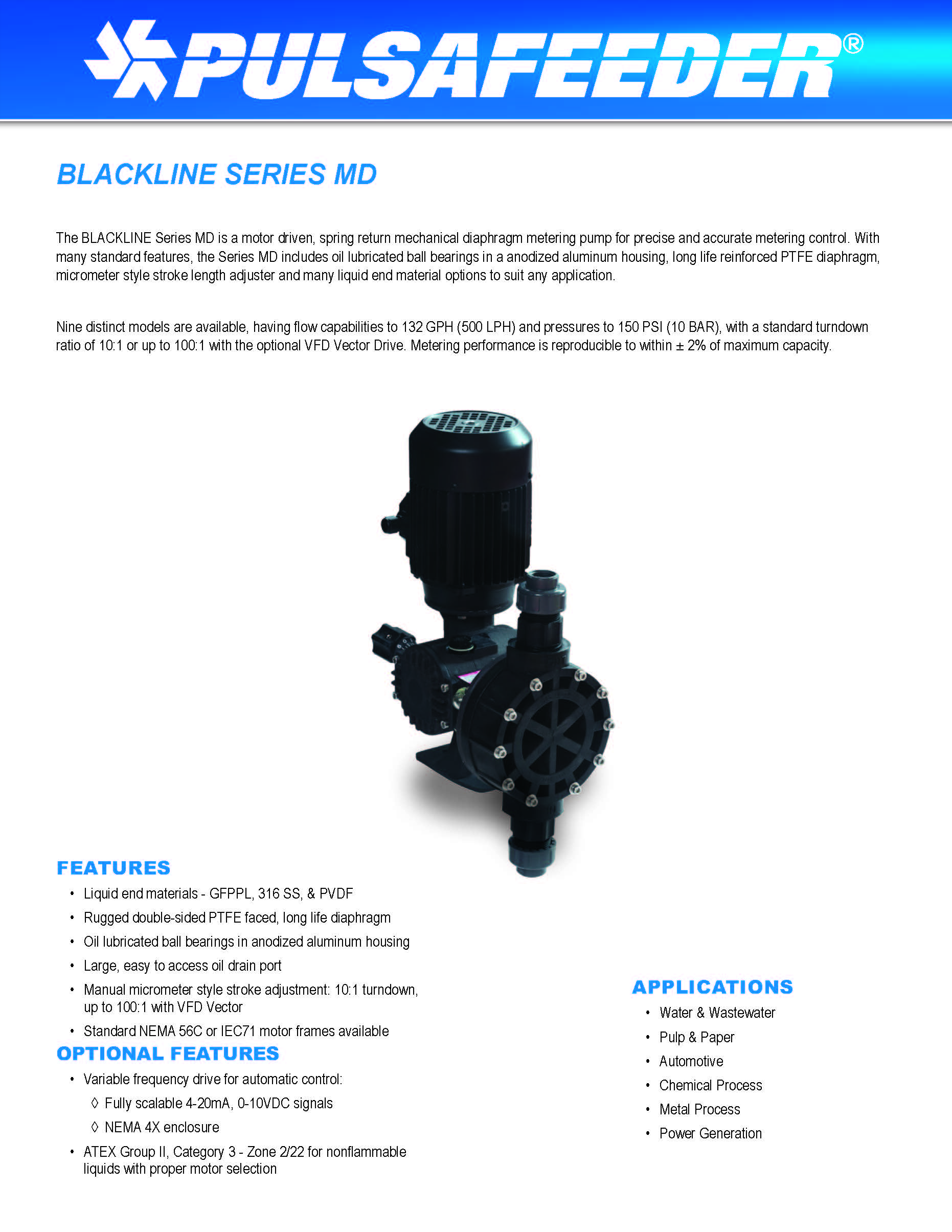 Pulsafeeder BLACKLINE Series MD Tech Sheet