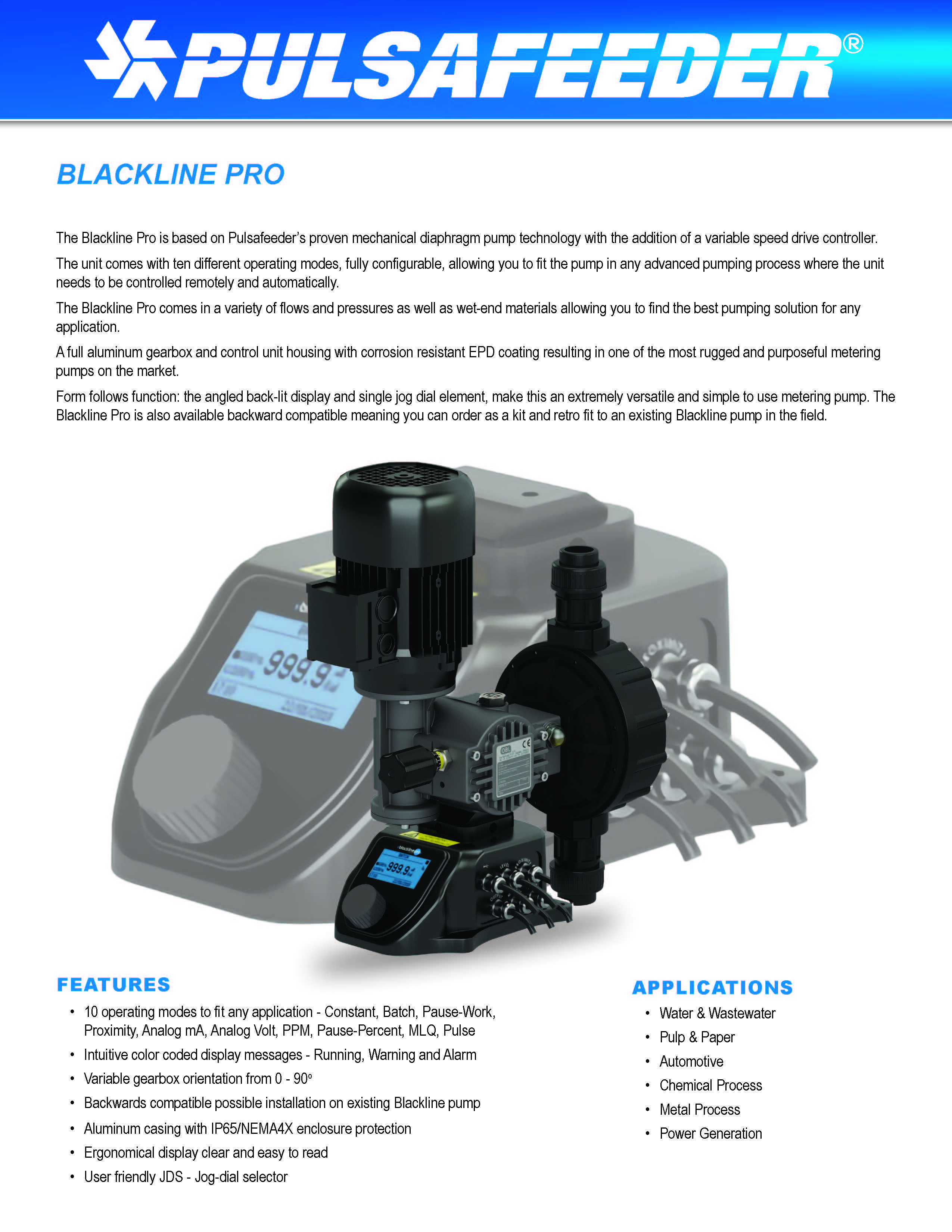 Pulsafeeder BLACKLINE Pro Tech Sheet