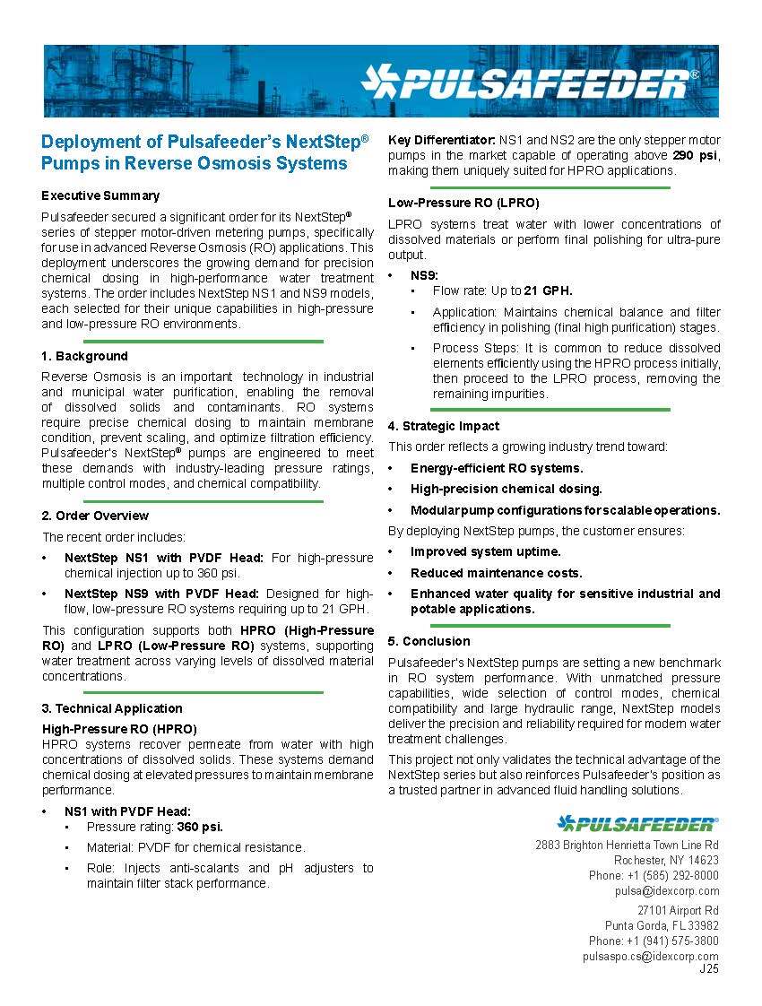 Pulsafeeder NextStep Series Brochure