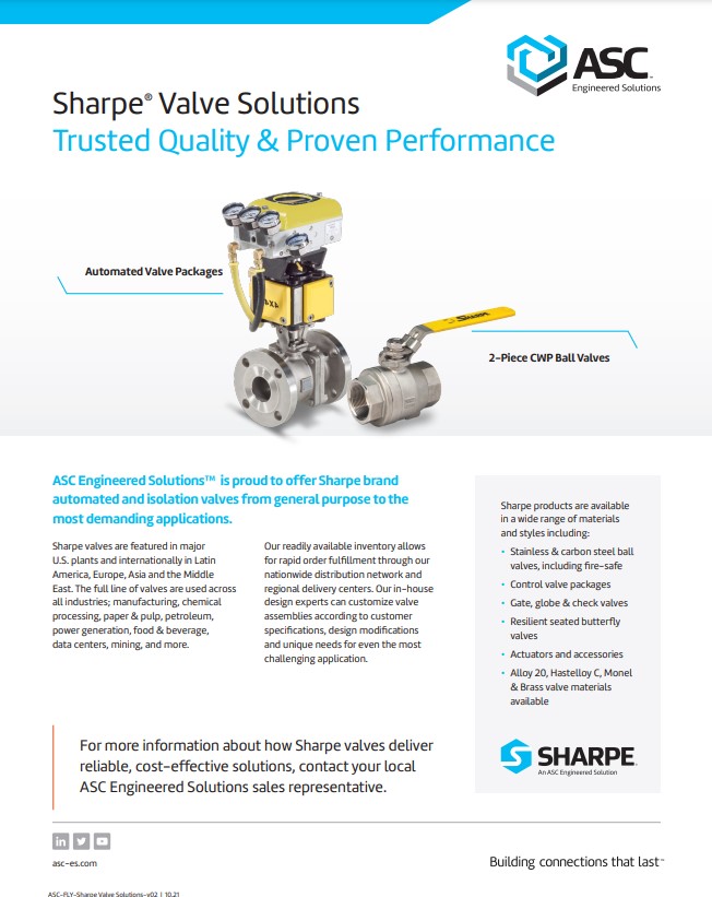 Sharpe Valve Solutions - Sales Flyer