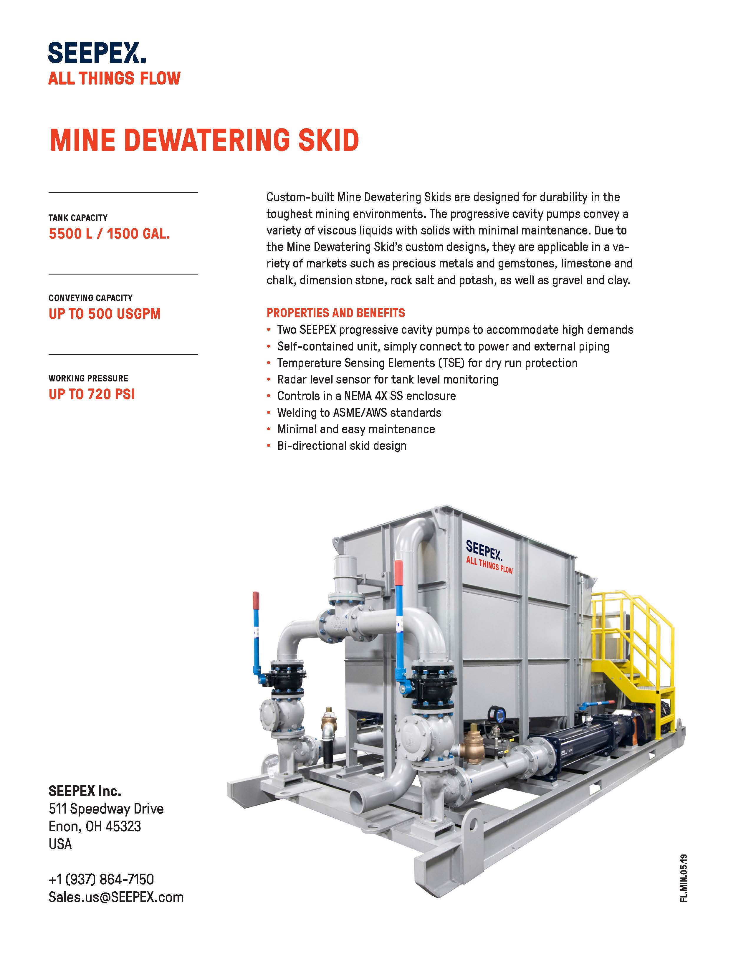 Seepex Mine Dewatering Skid
