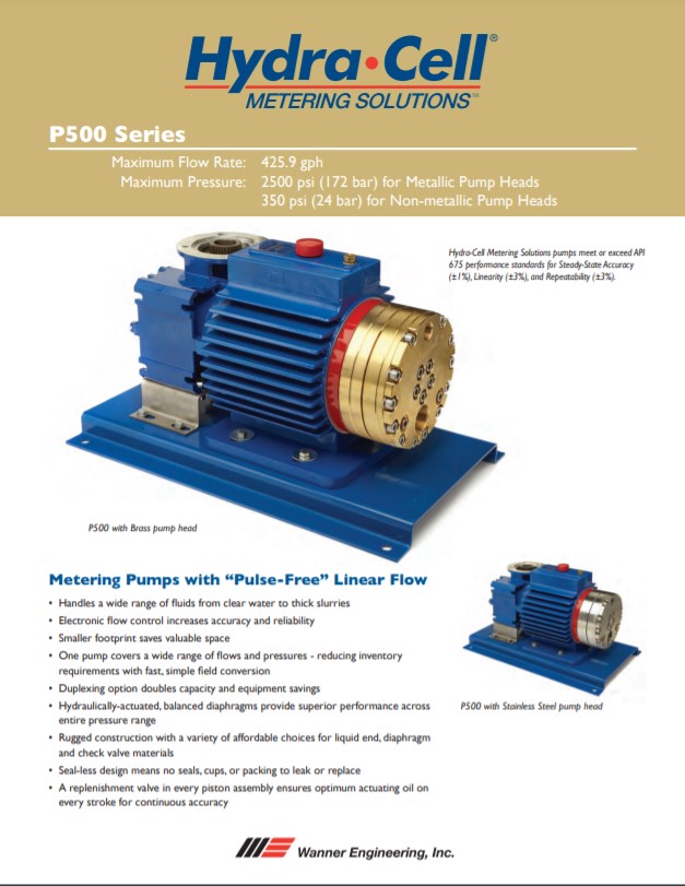 Hydra-Cell P500 Metering Pump Specifications