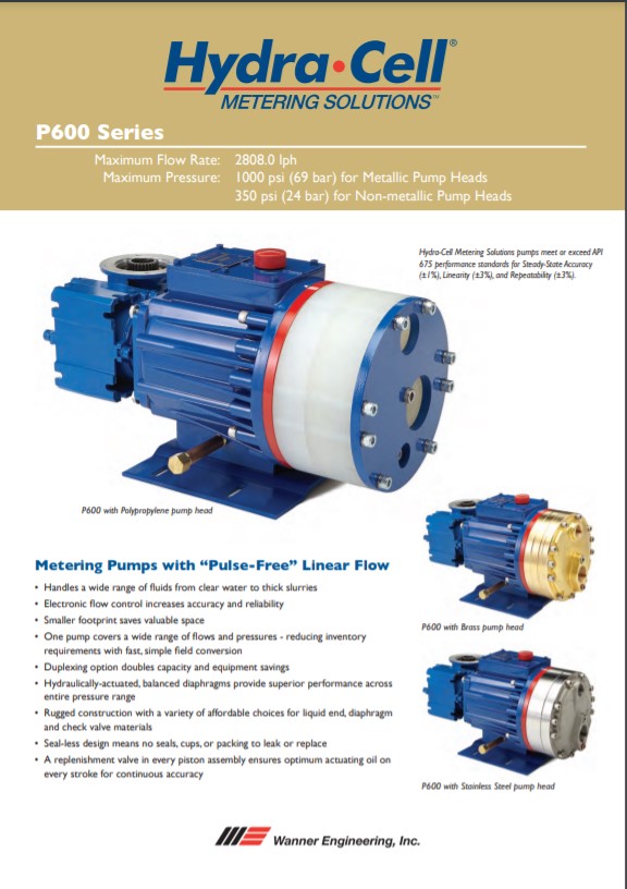 Hydra-Cell P600 Metering Pump Specifications