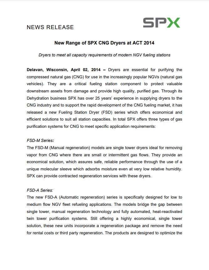 Pneumatic Products PPC CNG Press Release