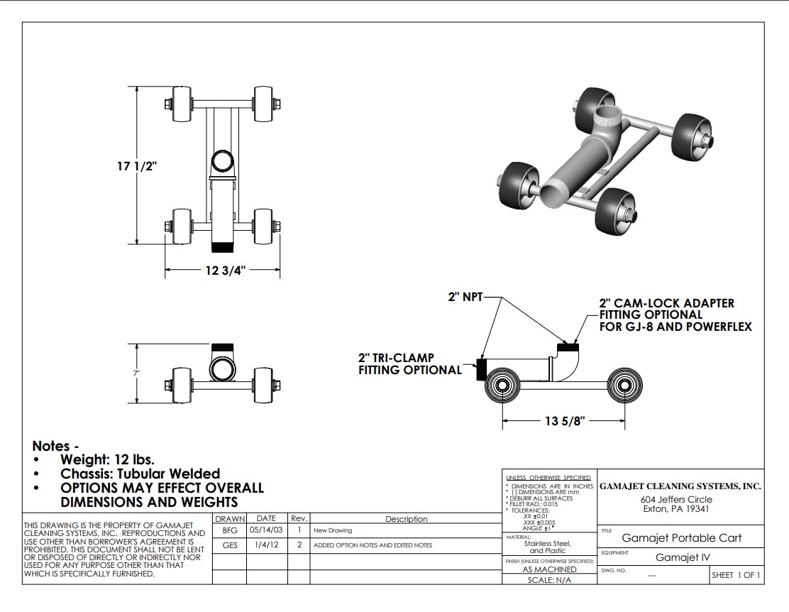 Portable Cart cut sheet