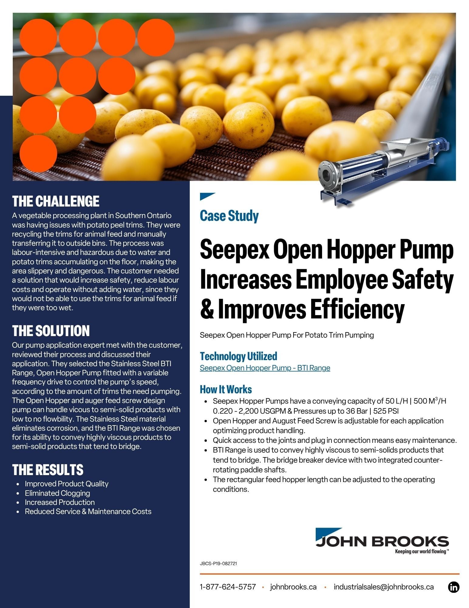 SEEPEX Open Hopper Pump for Potato Trim Pumping
