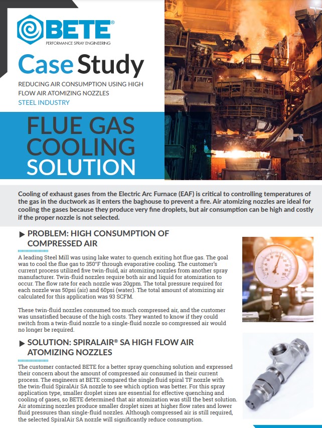 SpiralAir SA Air Atomizing Nozzles Flue Gas Cooling for EAF Steel Industry Case Study