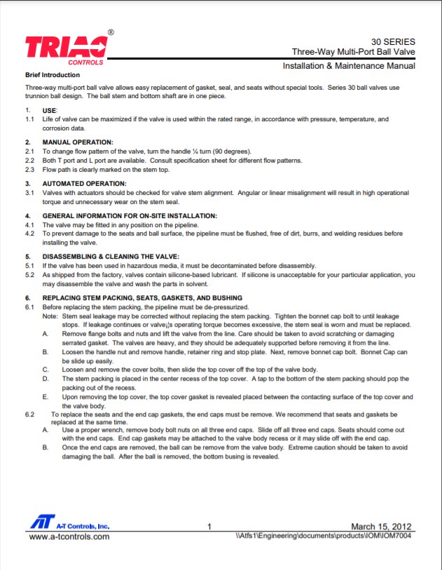 Triac Controls 30 Series Maintenance Manual English