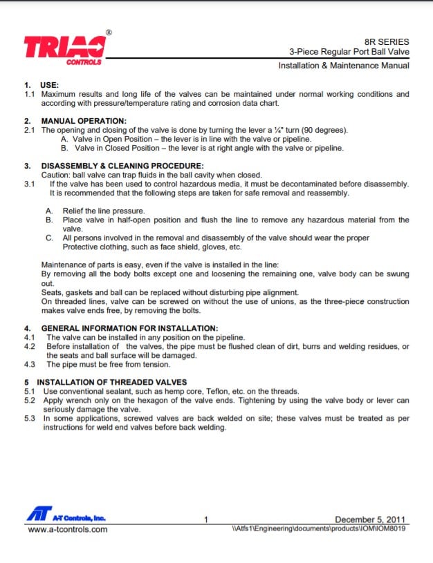 Triac Controls 8R Series Maintenance Manual English