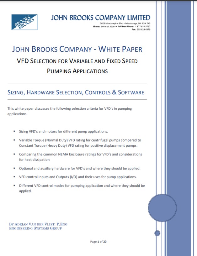 VFD Selection for Variable and Fixed Speed Pumping Applications